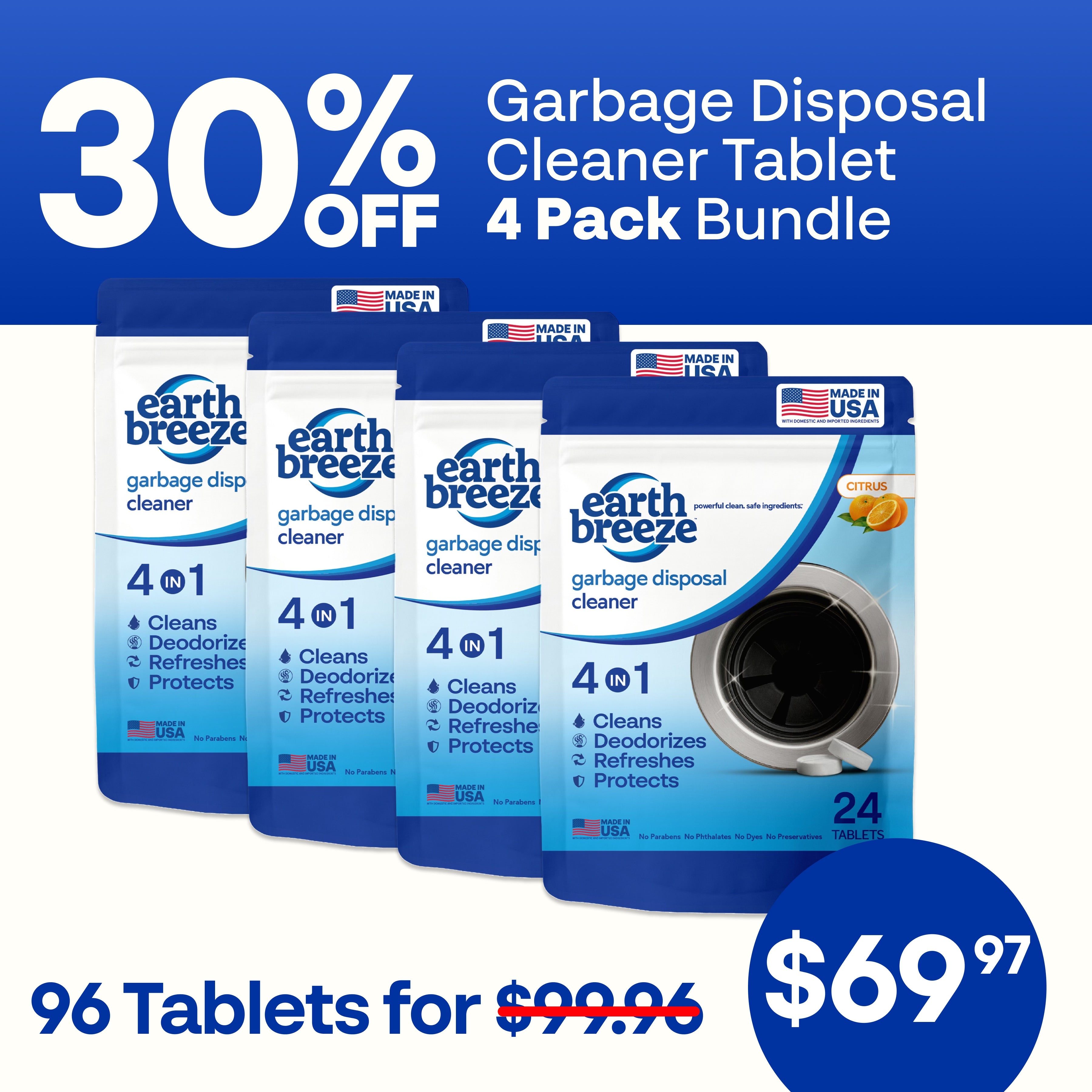 Garbage Disposal Cleaner Tablets - 4 Pack